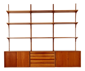 Large Mid-Century Danish Teak Wall Unit with 3 Cabinets by Poul Cadovius for Cado, Denmark, 1960s