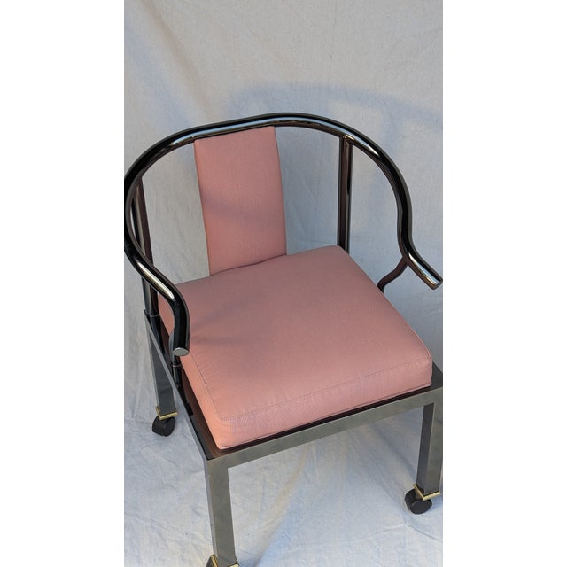 Pair of 1985 Design Institute of America Chrome Ming Armchairs on Casters For Sale In San Francisco - Image 6 of 12