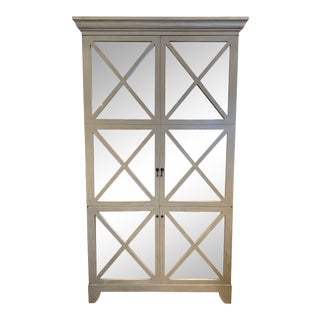 Lillian August Mirrored Front Clothing + Storage Armoire For Sale