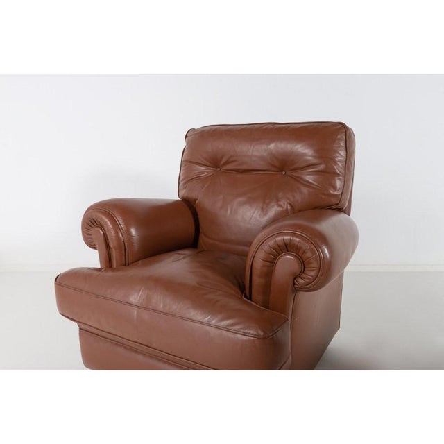 Brown Leather Club Armchairs, 1970s, Set of For Sale - Image 12 of 13