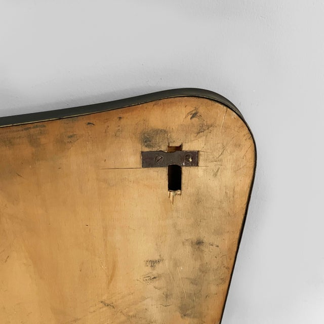 Mid-Century Modern Italian Shaped Wall Mirror in Burnished Brass, 1950s For Sale - Image 14 of 15