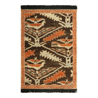 Rug & Kilim’s Classic Tribal Style Rug in Brown and Orange With Bird Pictorials For Sale
