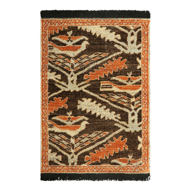 Rug & Kilim’s Classic Tribal Style Rug in Brown and Orange With Bird Pictorials For Sale