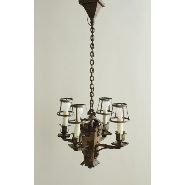 High Quality Antique Forged Iron Chandelier, (Will Need Rewiring)