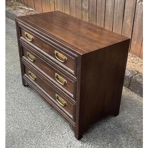 1960s 1960s Mid-Century Henredon Ming Style Campaign Hardware Walnut Chest of Drawers For Sale - Image 5 of 8