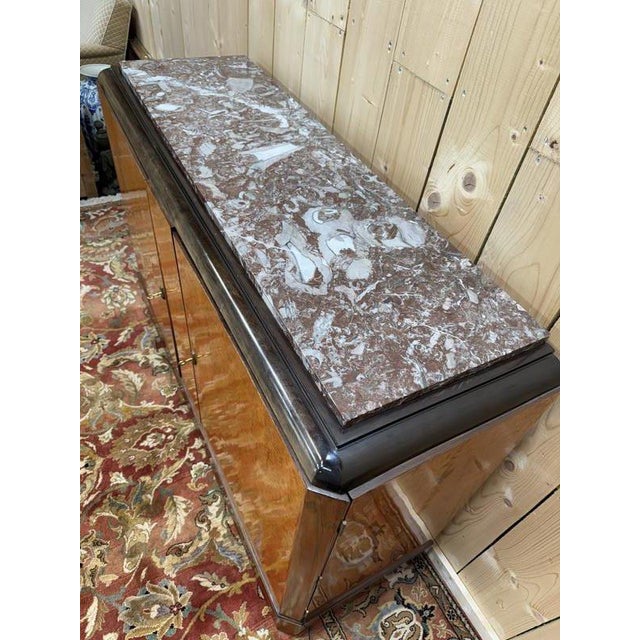 Art Deco Style Sideboard in Amboyna Burl and Marble For Sale - Image 3 of 9