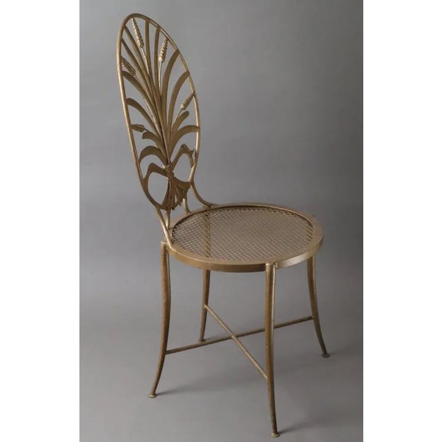 Gold Wheat Chair by S. Salvadori, Florence, 1960s For Sale - Image 6 of 13
