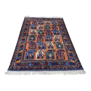Rust Bakhtiari Garden Style Handmade Wool Rug 5x7 For Sale