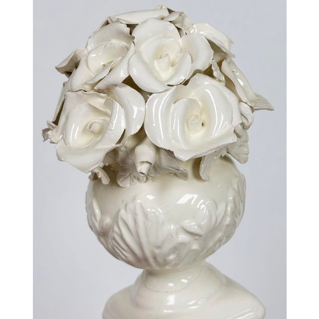Vintage Porcelain Capodimonte Style Floral Topiaries, a Pair For Sale - Image 9 of 11