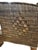 Late 20th Century Carved British Colonial Wicker Club Chair by Acacia Furniture & Two Leather Pillows For Sale In Greensboro - Image 6 of 12