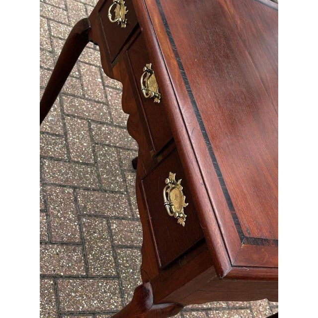 Georgian Walnut Lowboy with Brass Handles For Sale - Image 5 of 14