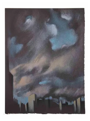 Bernadette Kelly, Urban Landscape with Clouds, Mixed Media, 1980s