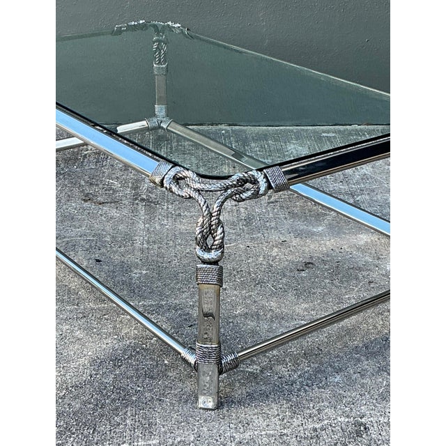 Vintage Chromed Rope and Knot Coffee Table For Sale - Image 10 of 12