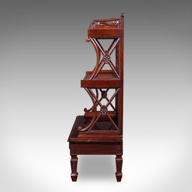 1970s Vintage Waterfall Bookcase, English, Whatnot, Book Shelf Stand, Regency Revival For Sale - Image 5 of 12