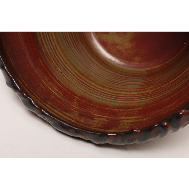 Large Vintage Red, Ochre and Slate Incised Ceramic Planter by Deanna Nichols For Sale - Image 16 of 18