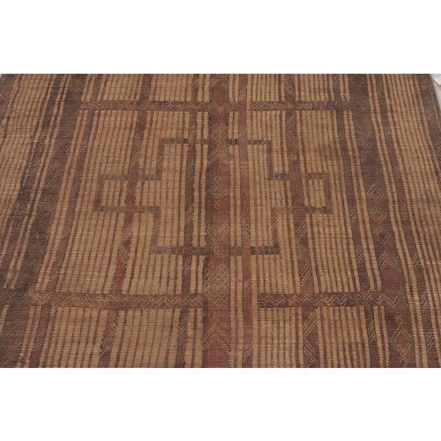 Animal Skin Square Vintage Tuareg Mat, Tribal Geometric Motifs in Beige-Brown - Rug & Kilim For Sale - Image 7 of 10