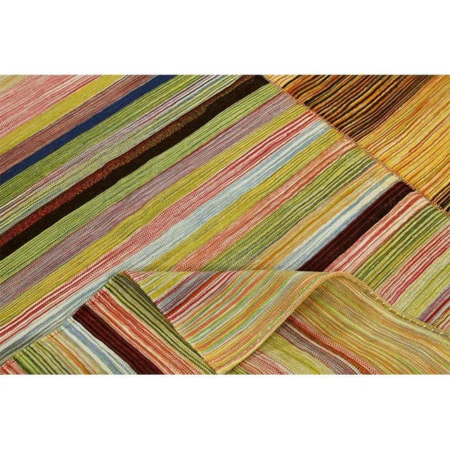 Mid-Century Modern Handwoven Flatweave Scandinavian Style Kilim Area Rug 5’8″ X 7’1″ For Sale - Image 3 of 13