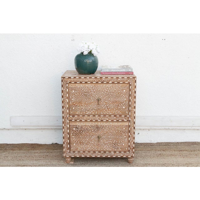 2-Drawer Floral Vine Inlay Bedside Chest For Sale - Image 10 of 10