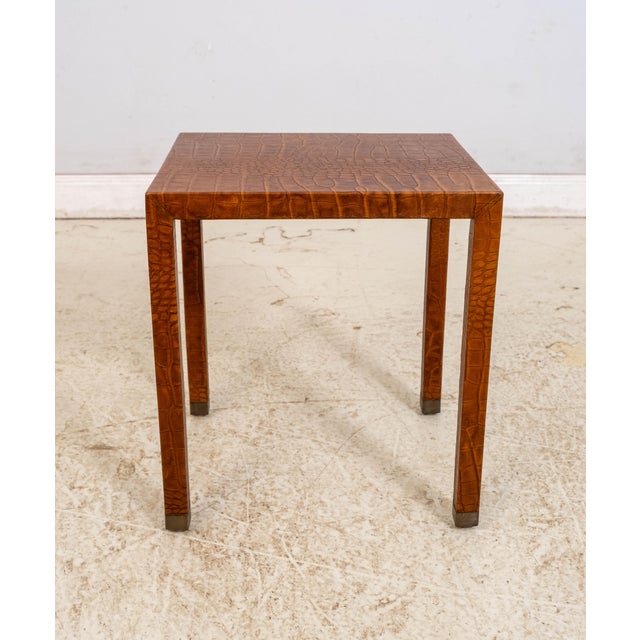 1990s Maitland Smith Set of 3 Leather Wrapped Nesting Tables For Sale - Image 5 of 17