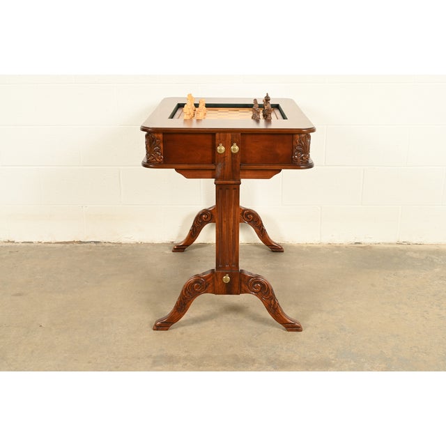 Baker Furniture Style American Empire Carved Mahogany Game Table or Occasional Table, Circa 1970s For Sale - Image 14 of 15