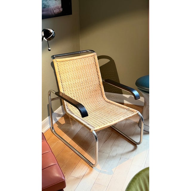 Rattan B35 Cantilever Chair and B64 Viennese Wicker Armchair by Marcel Breuer for Thonet, Set of 2 For Sale - Image 13 of 18