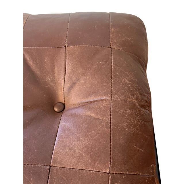 Vintage Norwegian Leather Ottoman | Scandinavian Mid-Century Modern Bentwood & Sling Footstool | Ingmar Relling Style For Sale - Image 15 of 16