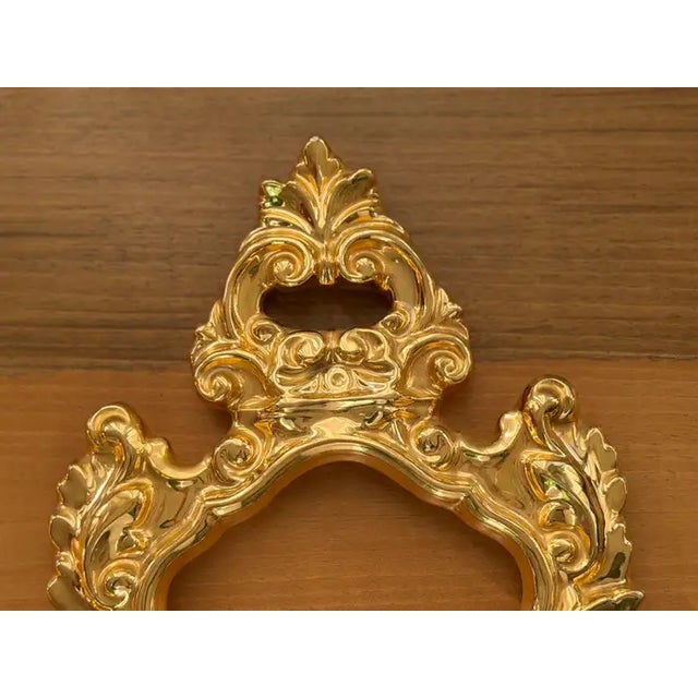 Italian Hollywood Regency Rococo Gilt Ceramic Wall Mirror Frame For Sale - Image 6 of 13