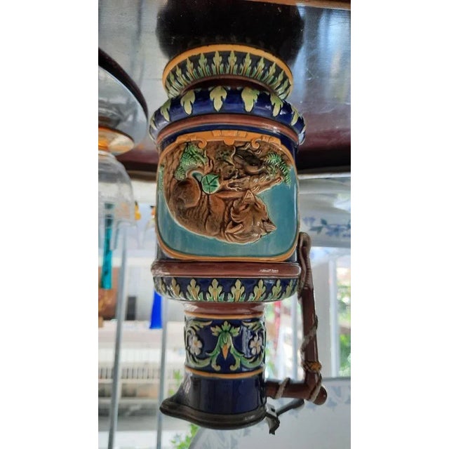 Blue Majolica Jug by George Jones For Sale - Image 8 of 10