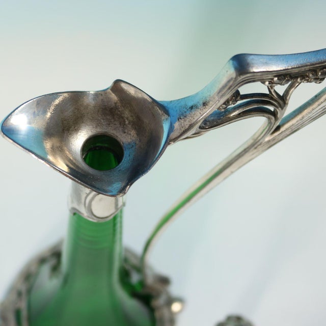 1910s Art Nouveau WMF Claret Jug and Stopper With Green Glass Liner For Sale - Image 13 of 13