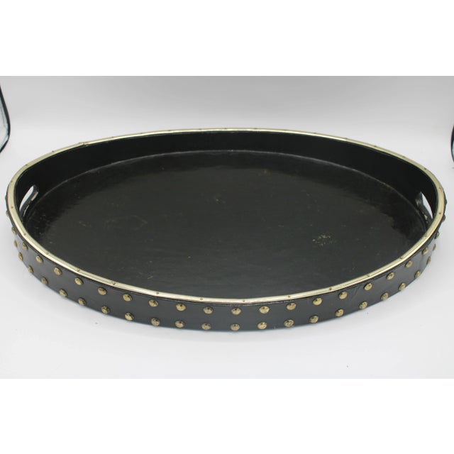 Black Mid Century Modern Black and Gold Wooden Tray For Sale - Image 8 of 10