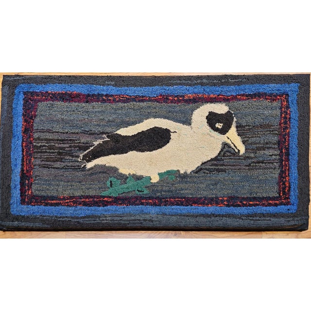 Vintage American Hand Hooked Rug, Framed, Dodo Bird Design, Folk Art Tapestry, 2x3 For Sale - Image 9 of 9