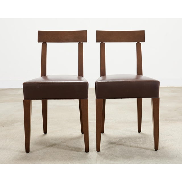 2000 - 2009 Set of Eight Italian Promemoria Attributed Leather Dining Chairs For Sale - Image 5 of 18