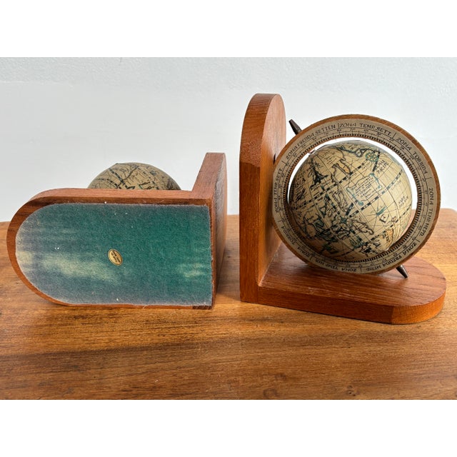 Tan Vintage Wooden Globe Bookends - A Pair For Sale - Image 8 of 9