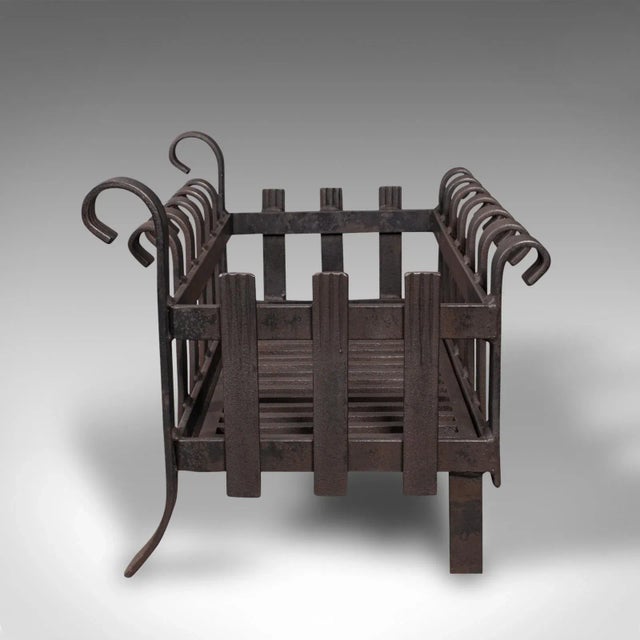 1950s Vintage Fire Basket, English, Iron, Fireplace, Gothic Revival, Mid Century, 1950 For Sale - Image 4 of 10