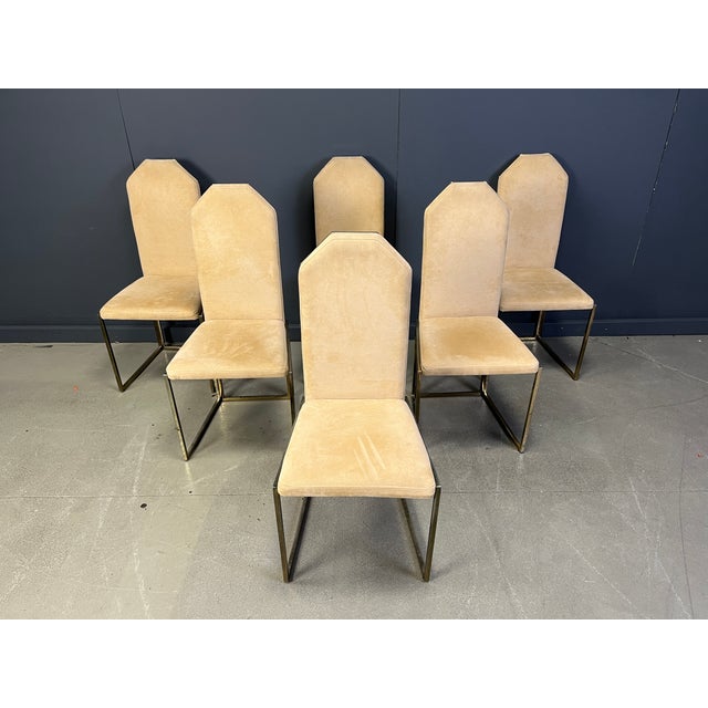 Hollywood Regency Vintage Brass Dining Chairs from Belgochrom, 1970s, Set of 6 For Sale - Image 3 of 12