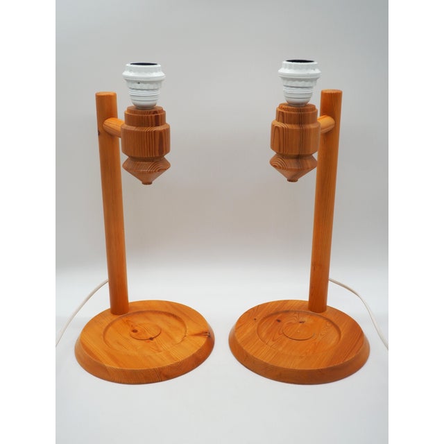 Ikea Vintage Pine Table Lamps from Ikea, Sweden, 1988, Set of 2 For Sale - Image 4 of 13