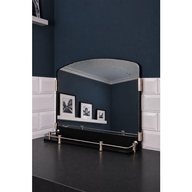 Art Deco Bathroom Mirror with Shelf and Chrome Gallery, France, 1930s For Sale - Image 12 of 12