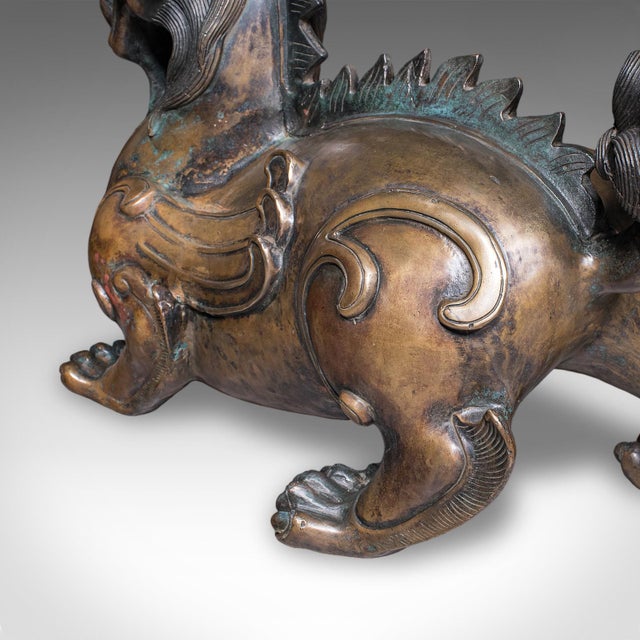 Bronze Large Vintage Pixiu Statue, Oriental, Bronze, Mythological, Figure, Feng Shui For Sale - Image 8 of 12