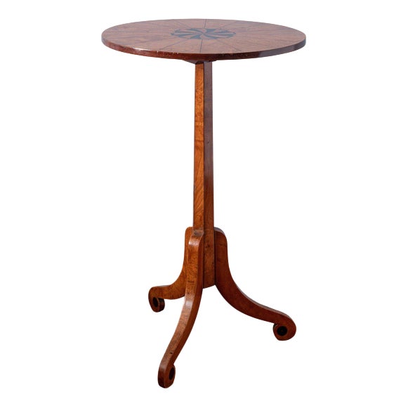 Biedermeier Style Figured Wood Tilt-Top Table For Sale