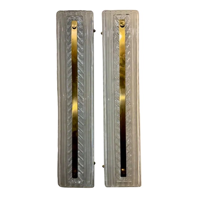 Murano Glass and Brass Sconces For Sale