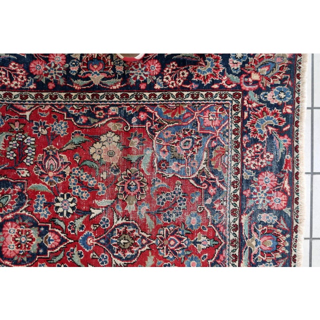 Ruby Red 1920s, Handmade 1920s Persian Kashan Rug 4.4' X 6.10' For Sale - Image 8 of 11