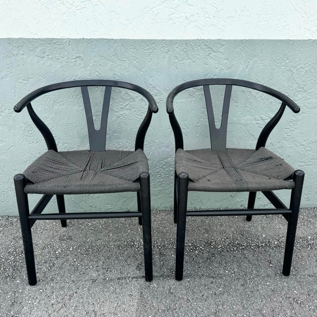 Late 20th Century Vintage Weave Wishbone Dining Chairs - Set of 6 For Sale - Image 5 of 11
