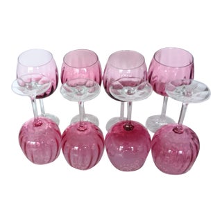 Vintage Ottilie Hand Blown Wine Glasses - Set of 8 For Sale