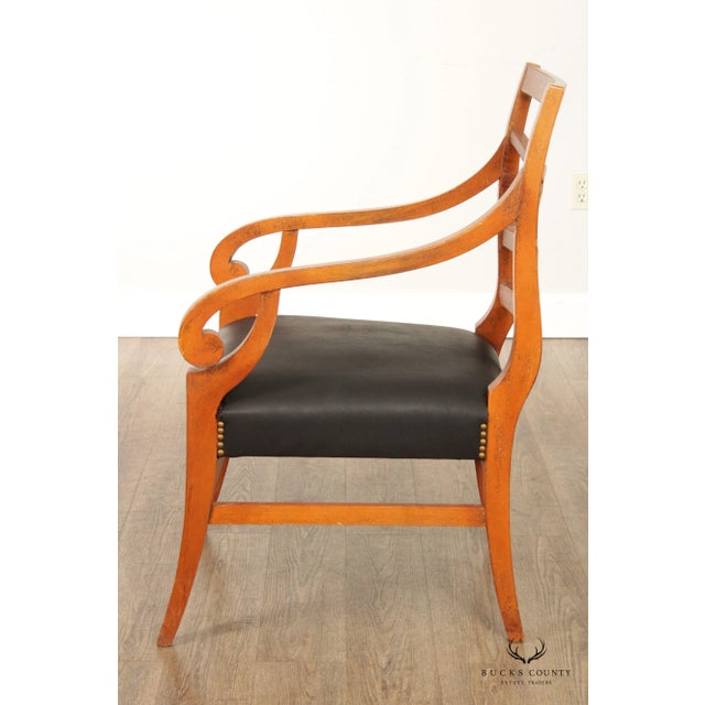 Wood Regency Style Armchairs with Ottoman - 3 Pieces For Sale - Image 7 of 13