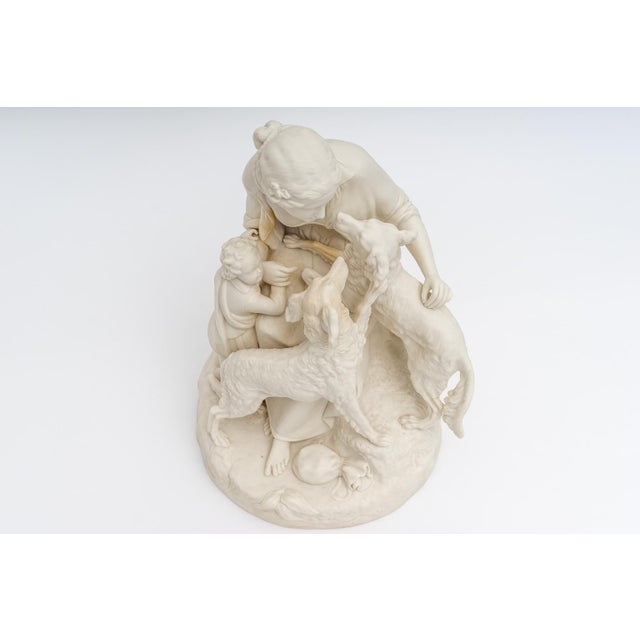 English Bisque Parian Ware Sculpture Figures With Hunting Dogs For Sale - Image 9 of 13