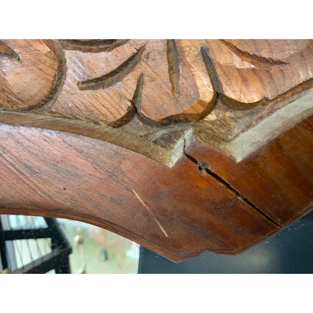 20th Century Mexican Handcrafted Carved Oak Mirror For Sale - Image 9 of 12
