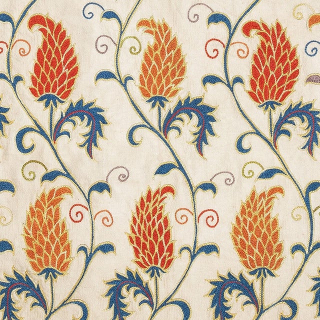 19"x19" Embroidered 100% Silk Cushion Cover. Home Decor. Handmade Pillowcase For Sale - Image 4 of 8