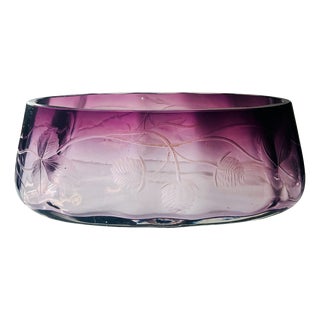 Art Nouveau Glass with Floral Cuts by Ludwig Moser, 1890s For Sale