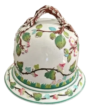 Large Antique Majolica Cheese Dish, 1880s