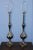 1950s patinated brass tall table lamps by Stiffel. Height to light socket 31.5.